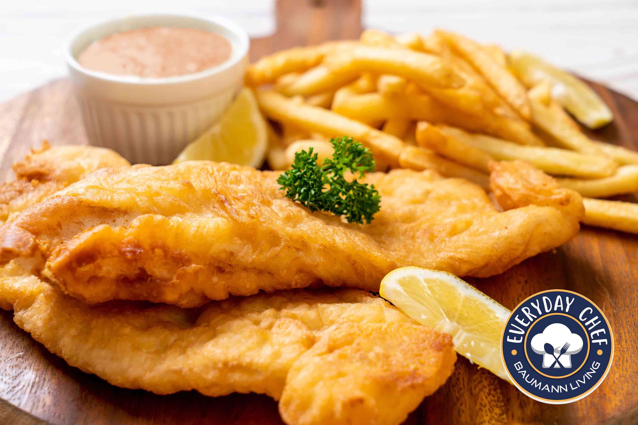 Air Fryer Fish Fillet with Sriracha Tartar Sauce