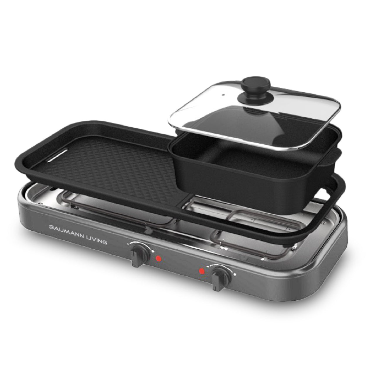 2-in-1 Tabletop Griddle and Hot Pot