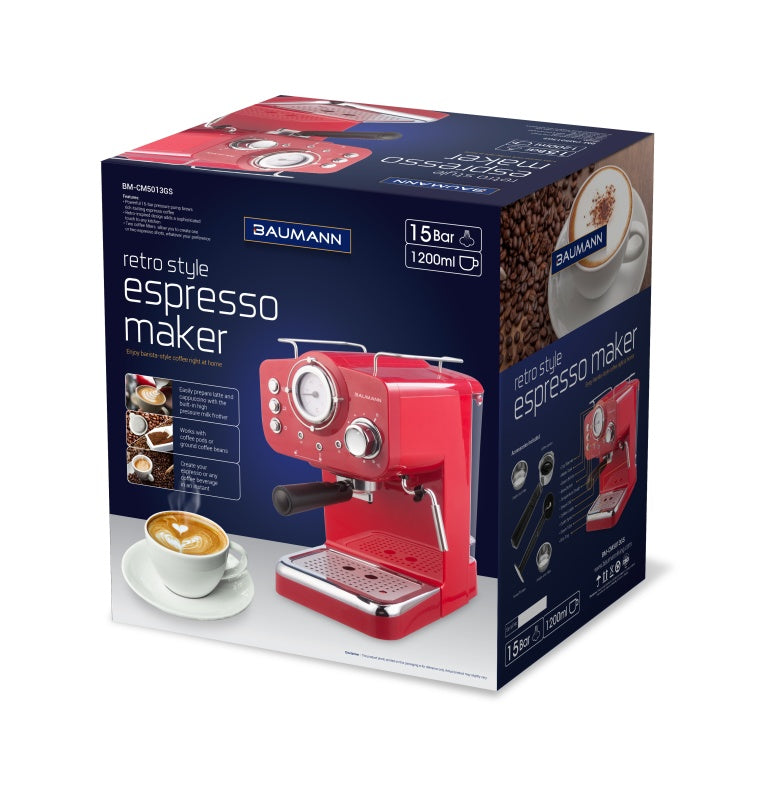 Retro Style Espresso Maker with Milk Frother
