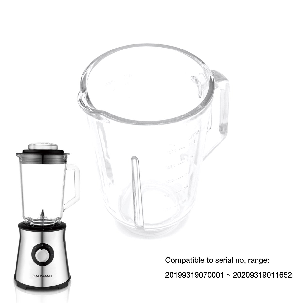 BM-BL9319AGS N 1.5L Glass Blender Glass Jar
