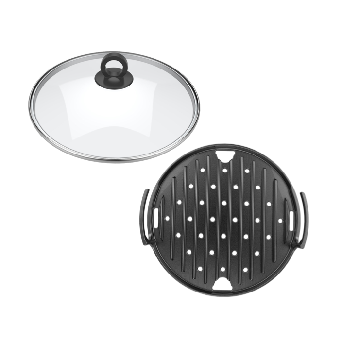 BM-DGW60280A Duo Grill Plate and Slow Cooker Tempered Glass Lid Set